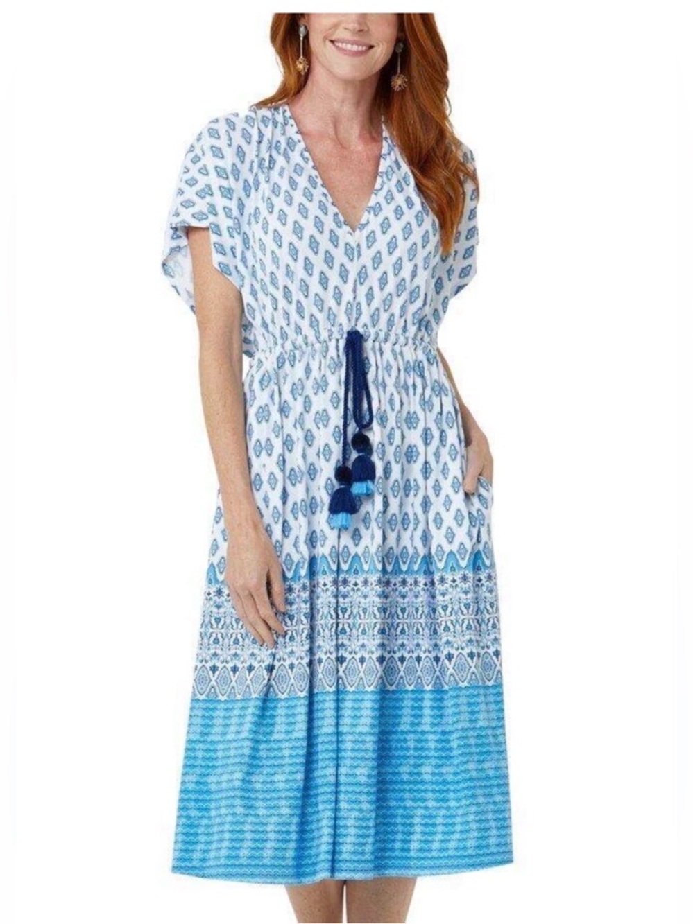Cabana Life Midi Dress Nylon Beach Resort Lightweight Boho Vacation L/XL